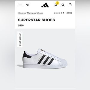 Adidas Shell Top Superstar Shoes W 7.5 - Like New